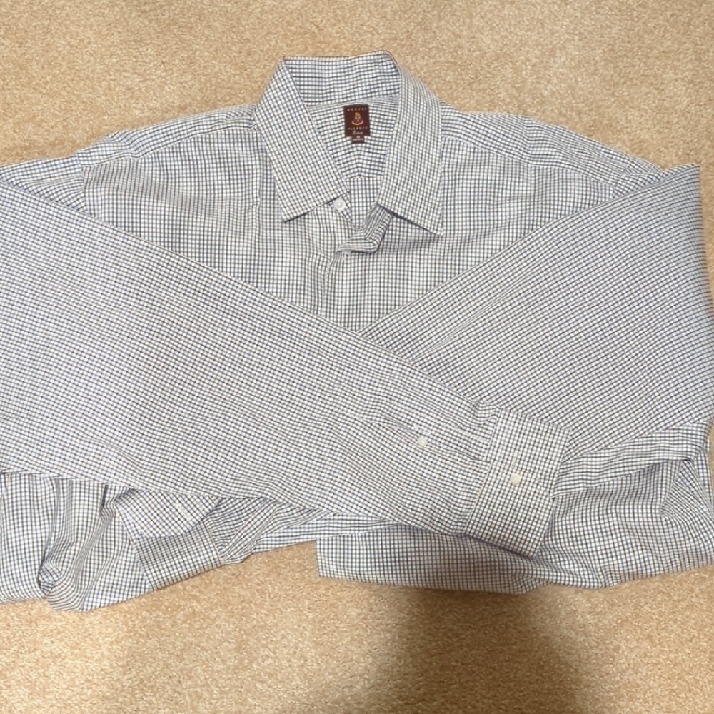 Robert Talbott Estate White, Cranberry, and Blue Check Dress Shirt